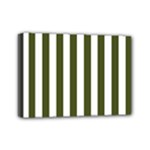 Vertical Stripes - White and Army Green Mini Canvas 7  x 5  (Stretched)