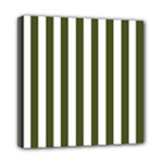 Vertical Stripes - White and Army Green Mini Canvas 8  x 8  (Stretched)