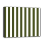 Vertical Stripes - White and Army Green Canvas 14  x 11  (Stretched)