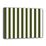 Vertical Stripes - White and Army Green Canvas 16  x 12  (Stretched)