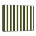 Vertical Stripes - White and Army Green Canvas 20  x 16  (Stretched)