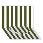 Vertical Stripes - White and Army Green Heart Bottom 3D Greeting Card (7x5)