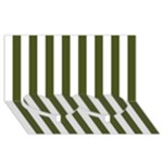 Vertical Stripes - White and Army Green Twin Heart Bottom 3D Greeting Card (8x4)
