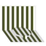 Vertical Stripes - White and Army Green Circle Bottom 3D Greeting Card (7x5)