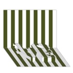 Vertical Stripes - White and Army Green LOVE Bottom 3D Greeting Card (7x5)