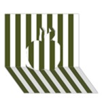 Vertical Stripes - White and Army Green Apple 3D Greeting Card (7x5)