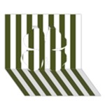 Vertical Stripes - White and Army Green Clover 3D Greeting Card (7x5)