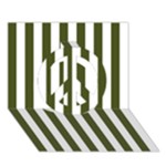 Vertical Stripes - White and Army Green Peace Sign 3D Greeting Card (7x5)