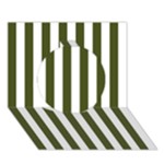 Vertical Stripes - White and Army Green Circle 3D Greeting Card (7x5)