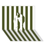 Vertical Stripes - White and Army Green Ribbon 3D Greeting Card (7x5)
