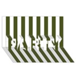Vertical Stripes - White and Army Green PARTY 3D Greeting Card (8x4)