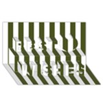 Vertical Stripes - White and Army Green Best Wish 3D Greeting Card (8x4)