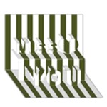 Vertical Stripes - White and Army Green Miss You 3D Greeting Card (7x5)