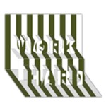 Vertical Stripes - White and Army Green WORK HARD 3D Greeting Card (7x5)