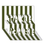 Vertical Stripes - White and Army Green TAKE CARE 3D Greeting Card (7x5)
