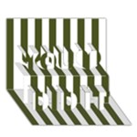 Vertical Stripes - White and Army Green You Did It 3D Greeting Card (7x5)