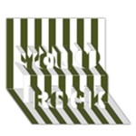 Vertical Stripes - White and Army Green You Rock 3D Greeting Card (7x5)