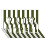 Vertical Stripes - White and Army Green Merry Xmas 3D Greeting Card (8x4)