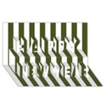 Vertical Stripes - White and Army Green Happy New Year 3D Greeting Card (8x4)