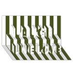 Vertical Stripes - White and Army Green Laugh Live Love 3D Greeting Card (8x4)