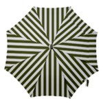 Vertical Stripes - White and Army Green Hook Handle Umbrella (Large)