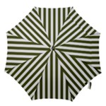 Vertical Stripes - White and Army Green Hook Handle Umbrella (Small)