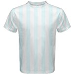 Vertical Stripes - White and Bubbles Cyan Men s Cotton Tee