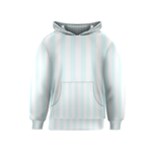 Vertical Stripes - White and Bubbles Cyan Kid s Pullover Hoodie