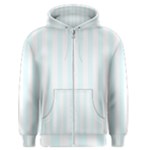 Vertical Stripes - White and Bubbles Cyan Men s Zipper Hoodie