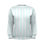 Vertical Stripes - White and Bubbles Cyan Women s Sweatshirt