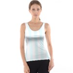 Vertical Stripes - White and Bubbles Cyan Tank Top