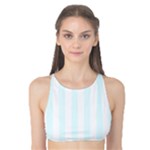 Vertical Stripes - White and Bubbles Cyan Tank Bikini Top