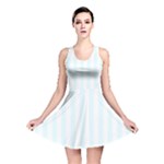 Vertical Stripes - White and Bubbles Cyan Reversible Skater Dress
