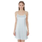 Vertical Stripes - White and Bubbles Cyan Satin Night Slip