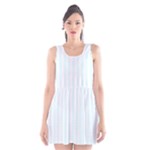 Vertical Stripes - White and Bubbles Cyan Scoop Neck Skater Dress