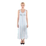 Vertical Stripes - White and Bubbles Cyan Full Print Maxi Dress