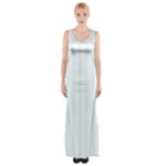 Vertical Stripes - White and Bubbles Cyan Maxi Thigh Split Dress