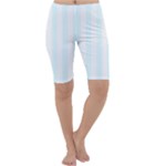 Vertical Stripes - White and Bubbles Cyan Cropped Leggings