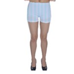 Vertical Stripes - White and Bubbles Cyan Skinny Shorts