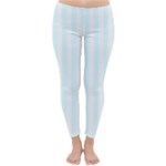 Vertical Stripes - White and Bubbles Cyan Winter Leggings