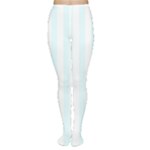 Vertical Stripes - White and Bubbles Cyan Women s Tights