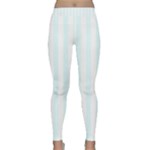 Vertical Stripes - White and Bubbles Cyan Yoga Leggings