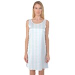 Vertical Stripes - White and Bubbles Cyan Sleeveless Satin Nightdress