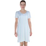Vertical Stripes - White and Bubbles Cyan Short Sleeve Nightdress
