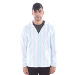 Vertical Stripes - White and Bubbles Cyan Hooded Wind Breaker (Men)