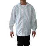 Vertical Stripes - White and Bubbles Cyan Hooded Wind Breaker (Kids)
