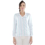 Vertical Stripes - White and Bubbles Cyan Wind Breaker (Women)