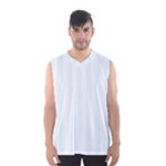 Vertical Stripes - White and Bubbles Cyan Men s Basketball Tank Top