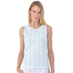 Vertical Stripes - White and Bubbles Cyan Women s Basketball Tank Top