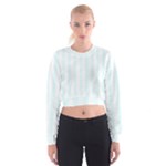 Vertical Stripes - White and Bubbles Cyan Women s Cropped Sweatshirt
